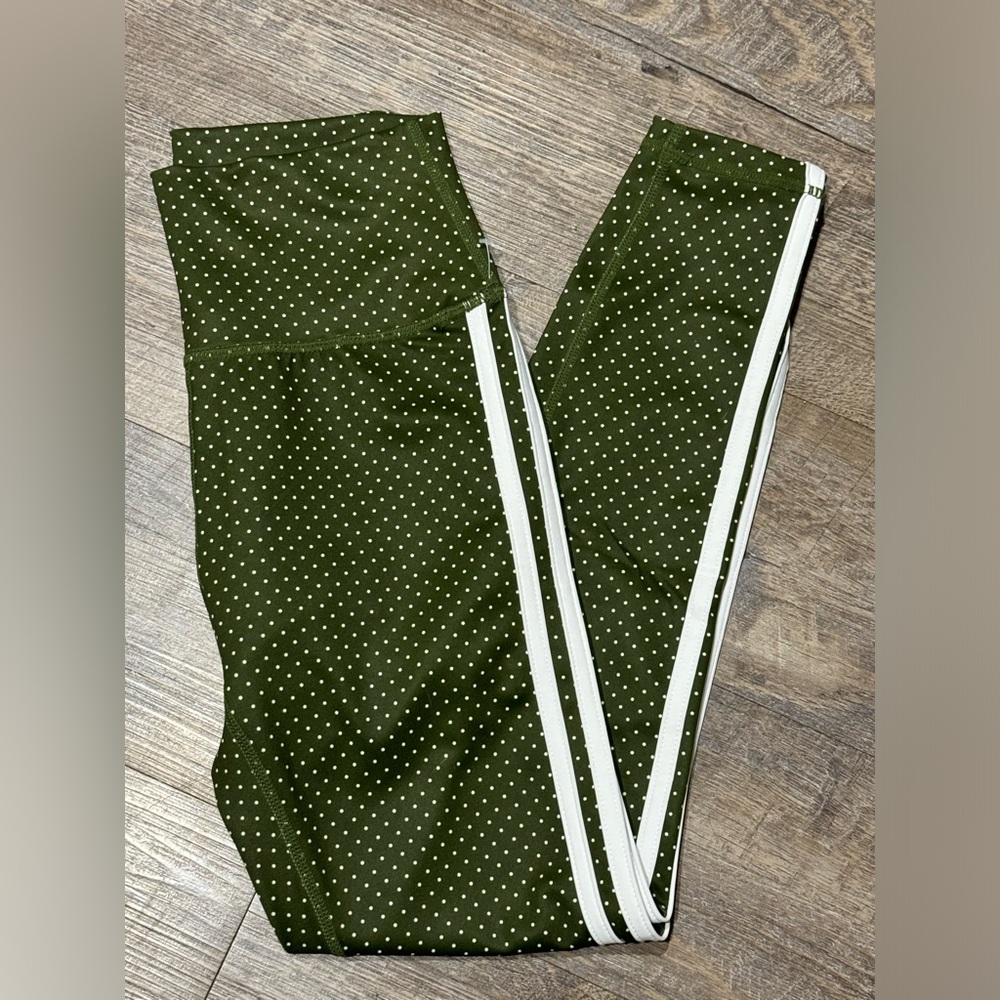 WILO XSmall High Waist Green Polka Dot Print Leggings NWT